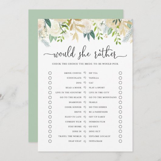 Peonies Gold Glitzer würde eine Spielkarte überbrü Einladung (Vorne/Hinten)