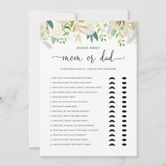 Peonies Gold Mama oder Vater Baby Showgame Card Einladung (Vorderseite)