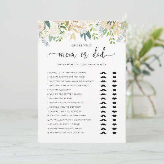 Peonies Gold Mama oder Vater Baby Showgame Card Einladung (Stehend Vorderseite)