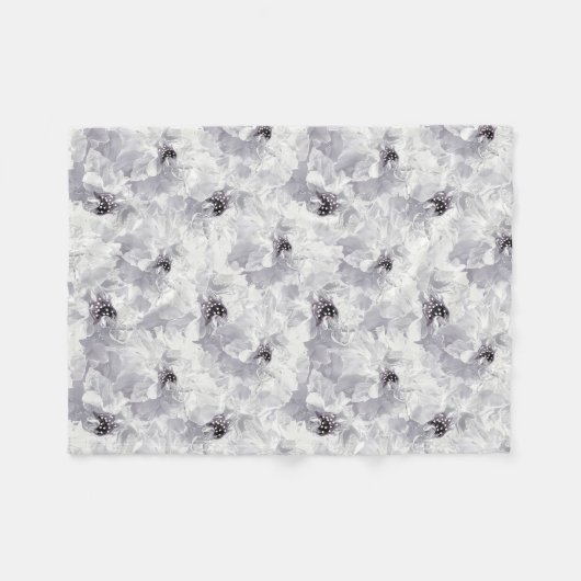 Peonies, grau-weiß, blühende, weiße Blume Fleecedecke (Vorderseite (Horizontal))