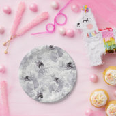 Peonies, grau-weiß, blühende, weiße Blume Pappteller (Party)