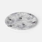 Peonies, grau-weiß, blühende, weiße Blume Pappteller (Schrägansicht)