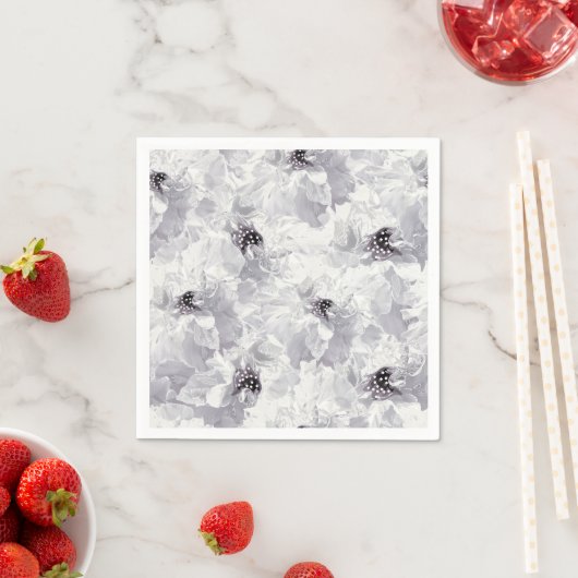 Peonies, grau-weiß, blühende, weiße Blume Serviette (Beispiel)