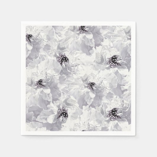 Peonies, grau-weiß, blühende, weiße Blume Serviette (Vorderseite)