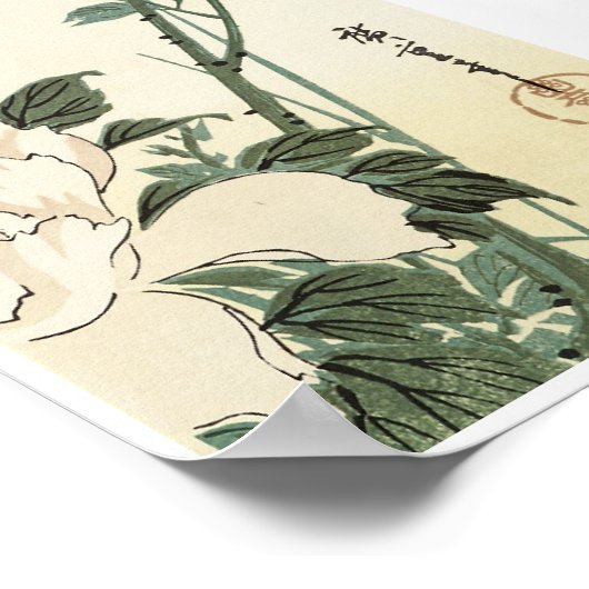 Peonies, Hiroshige Poster (Ecke)