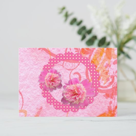 Peonies Hochzeitsempfang UAWG Einladung (Stehend Vorderseite)