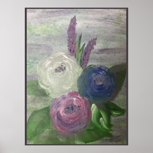 Peonies & Hollyhocks Print, Poster (Vorne)