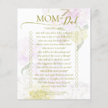 Peonies Hydrangea Baby Shower Game Mama oder Vater