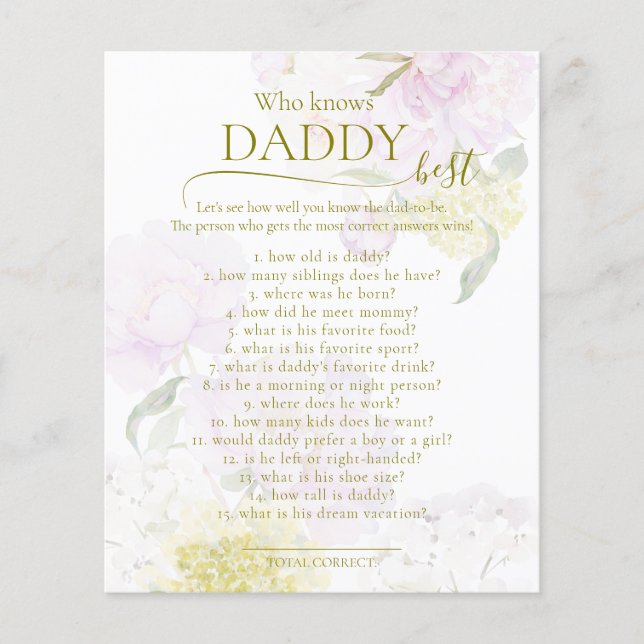 Peonies Hydrangea Baby Showgame Daddy Best (Vorderseite)