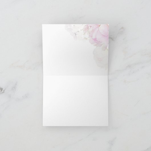 Peonies Hydrangea Pastel Baby Dusche Dankeskarte (Innenseite)