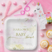 Peonies Hydrangea Pastel Watercolor Babydusche Pappteller (Party)