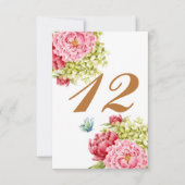 Peonies Hydrangea Table Card No. 12 RSVP Karte (Vorderseite)