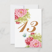 Peonies Hydrangea Table Card No. 13 RSVP Karte (Vorderseite)