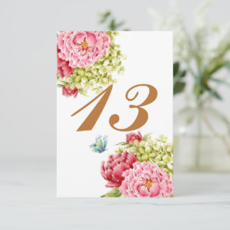 Peonies Hydrangea Table Card No. 13 RSVP Karte