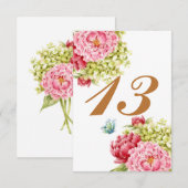 Peonies Hydrangea Table Card No. 13 RSVP Karte (Vorne/Hinten)