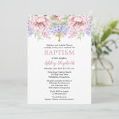 Peonies | Hydrangeas Wasserfarbenflorale Taufe Einladung (Stehend Vorderseite)