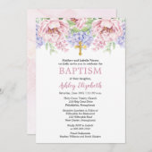 Peonies | Hydrangeas Wasserfarbenflorale Taufe Einladung (Vorne/Hinten)