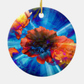 Peonies in blauem Licht Keramik Ornament (Hinten)