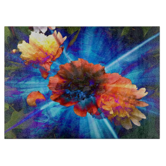 Peonies in blauem Licht Schneidebrett (Vorderseite)