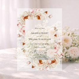Peonies in Bloom Acrylic Wedding Invitation Acryleinladungen