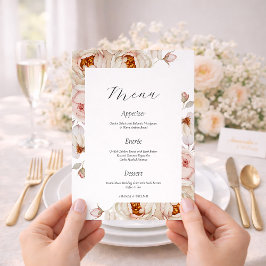 Peonies in Bloom Wedding Menu Card Einladung