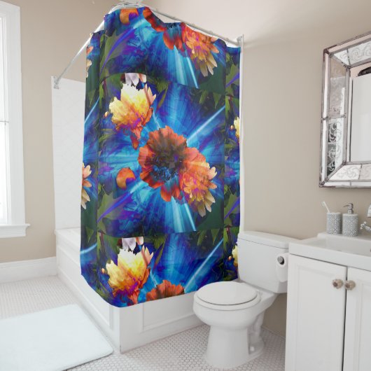 Peonies in Blue Light Duschvorhang (Beispiel)