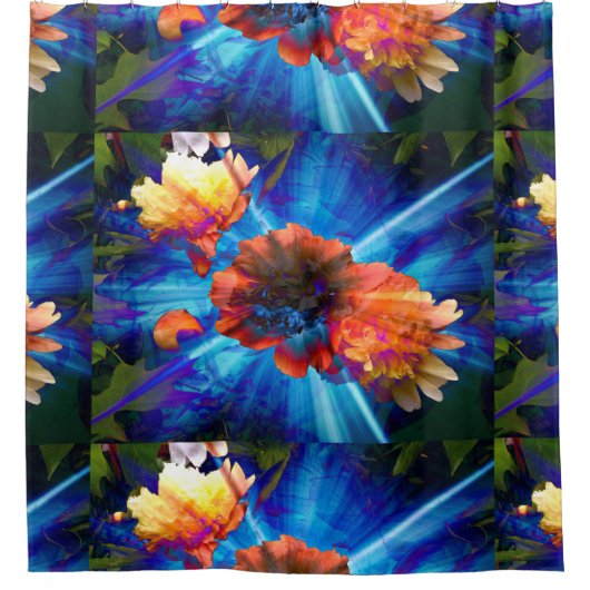 Peonies in Blue Light Duschvorhang (Vorderseite)