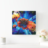 Peonies in Blue Light Quadratische Wanduhr (Zuhause)