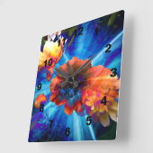 Peonies in Blue Light Quadratische Wanduhr (Winkel)