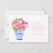 Peonies in Chinoiserie Vase - Beileid Vielen Dank Mitteilungskarte (Vorderseite)