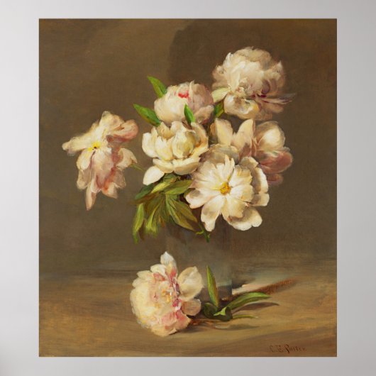 Peonies in einer Vase, Charles Ethan Porter Poster (Vorne)