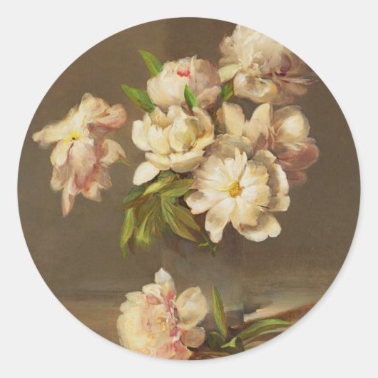 Peonies in einer Vase, Charles Ethan Porter Runder Aufkleber (Vorderseite)
