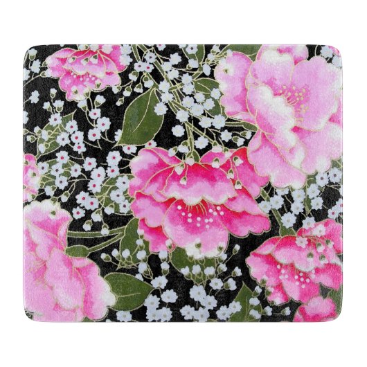 Peonies in japanischer Kunst Schneidebrett (Vorderseite)