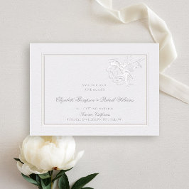 Peonies Ivory Classic Rahmen Formal Elegante Hochz Save The Date