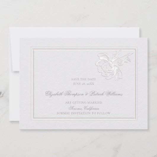 Peonies Ivory Classic Rahmen Formal Elegante Hochz Save The Date (Vorderseite)