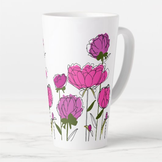Peonies Latte Tasse (Rechte Ecke)