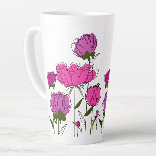 Peonies Latte Tasse (Linke Ecke)