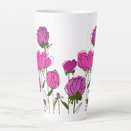 Peonies Latte Tasse (Vorderseite)