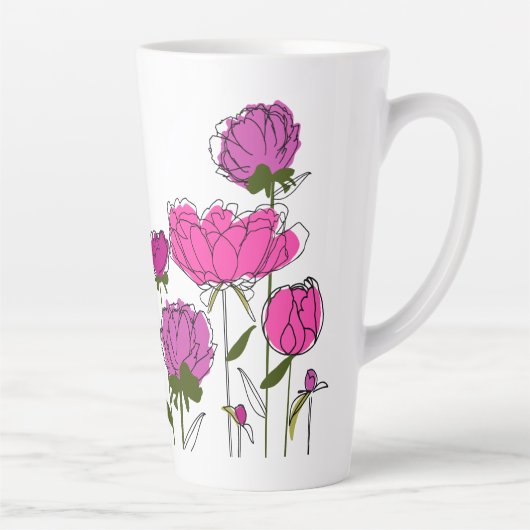 Peonies Latte Tasse (Rechts)