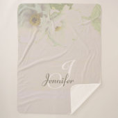 Peonies Mauve Monogram Sherpa Blanket Sherpadecke (Vorderseite)