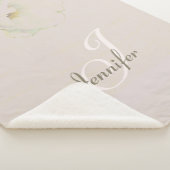 Peonies Mauve Monogram Sherpa Blanket Sherpadecke (3/4)