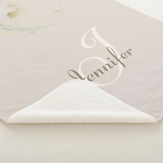 Peonies Mauve Monogram Sherpa Blanket Sherpadecke (3/4)