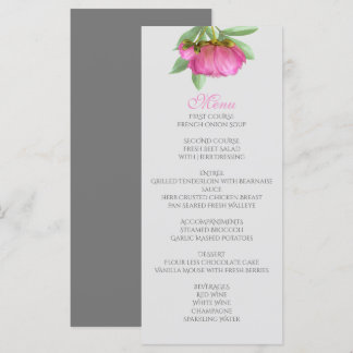 Peonies Menu Card Menükarte
