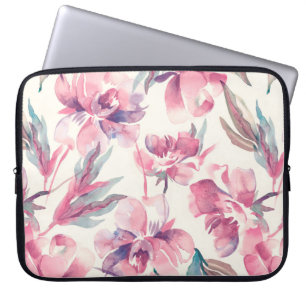 Peonies Nahtloses Muster. Hintergrund Wasserfarbe Laptopschutzhülle