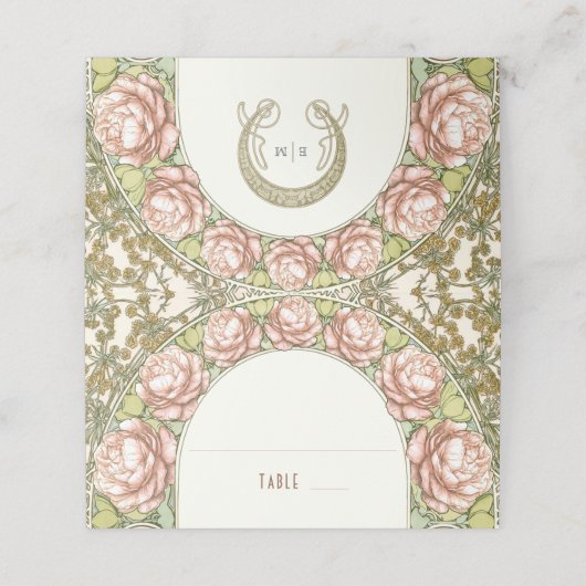 Peonies Name Cards Hochzeitstisch Vintag Platzkarte (Außenseite Aufgefaltet)