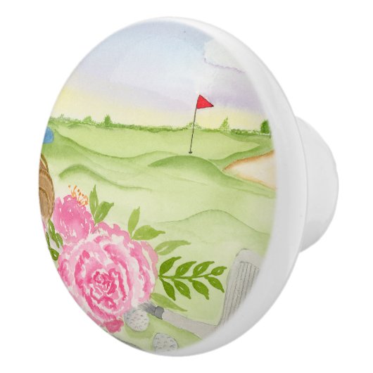  Peonies On Golf Course Keramikknauf (Rechts)