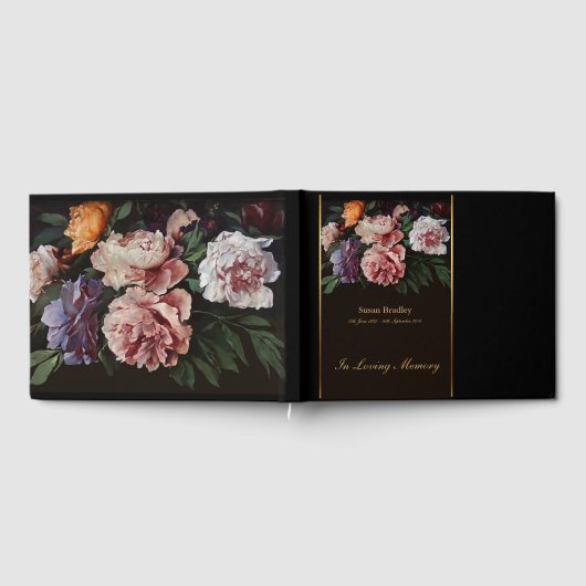 Peonies Painting Memorial Funeral Gästebuch 2 (Voll)