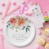 Peonies Peach Coral Glückwunschs Pappteller (Party)