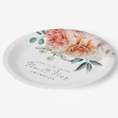 Peonies Peach Coral Glückwunschs Pappteller (Schrägansicht)