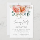Peonies Peach Koral Qr Code Hochzeiten Abend Party Einladung (Vorderseite)